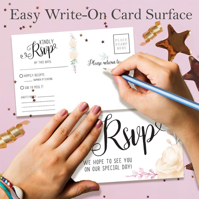 Lone Star Art Wedding RSVP Postcards â€“ Set of 50 â€“ Blank Wedding Stationery â€“ Minimalist DIY Planning Kit - Image 4